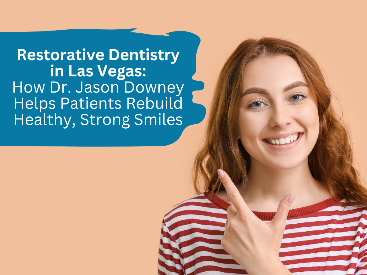 woman with a perfect smile with Restorative dentistry in Las Vegas by Dr. Jason Downey